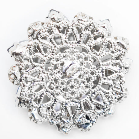 Italian Silver, Navy and Crystal Rhinestone Button - 58L/37mm