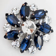 Italian Silver, Navy and Crystal Rhinestone Button - 58L/37mm