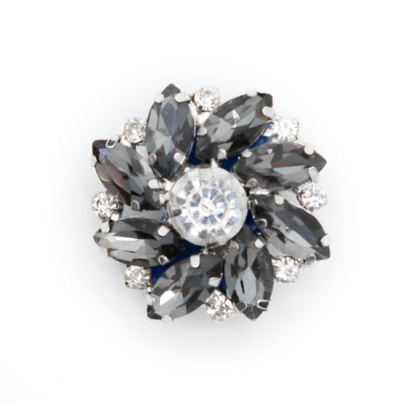 Italian Silver, Gunmetal and Crystal Rhinestone Button - 40L/25.5mm