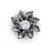 Italian Silver, Gunmetal and Crystal Rhinestone Button - 40L/25.5mm