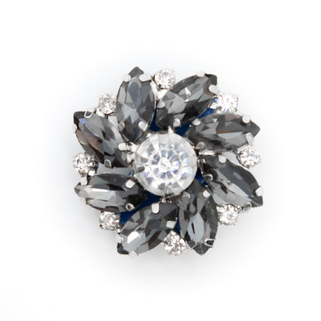 Italian Silver, Gunmetal and Crystal Rhinestone Button - 40L/25.5mm