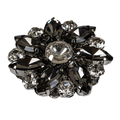 Italian Silver, Gunmetal and Crystal Rhinestone Button - 58L/37mm