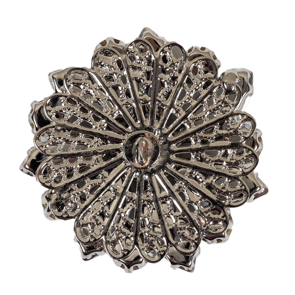 Italian Silver, Gunmetal and Crystal Rhinestone Button - 58L/37mm