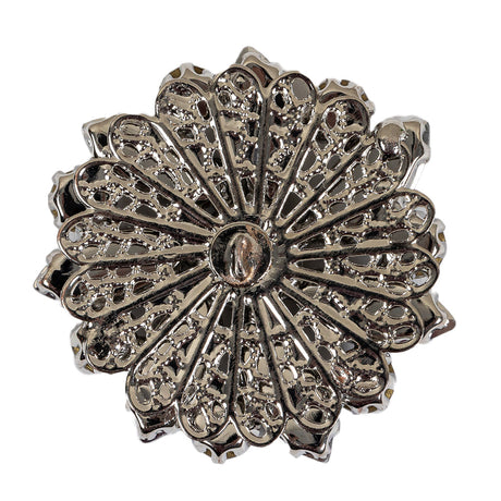 Italian Silver, Gunmetal and Crystal Rhinestone Button - 58L/37mm