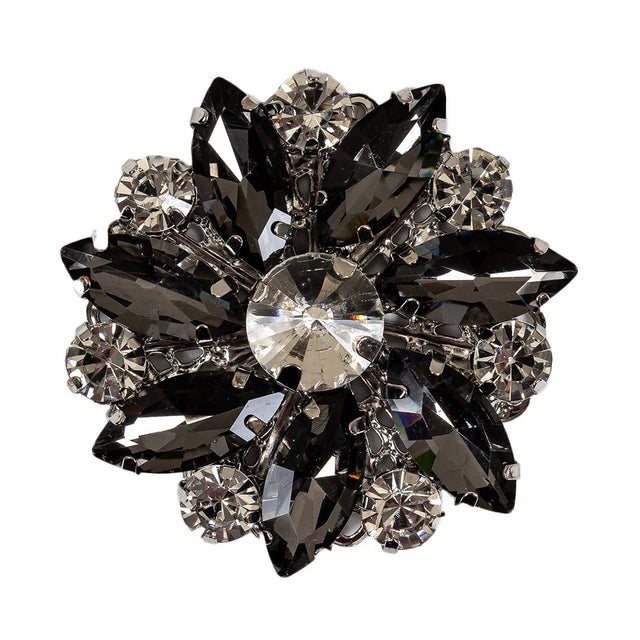 Italian Silver, Gunmetal and Crystal Rhinestone Button - 58L/37mm