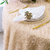 Rectangular Shaggy Plush Fringe Tablecloth 90x132 Champagne