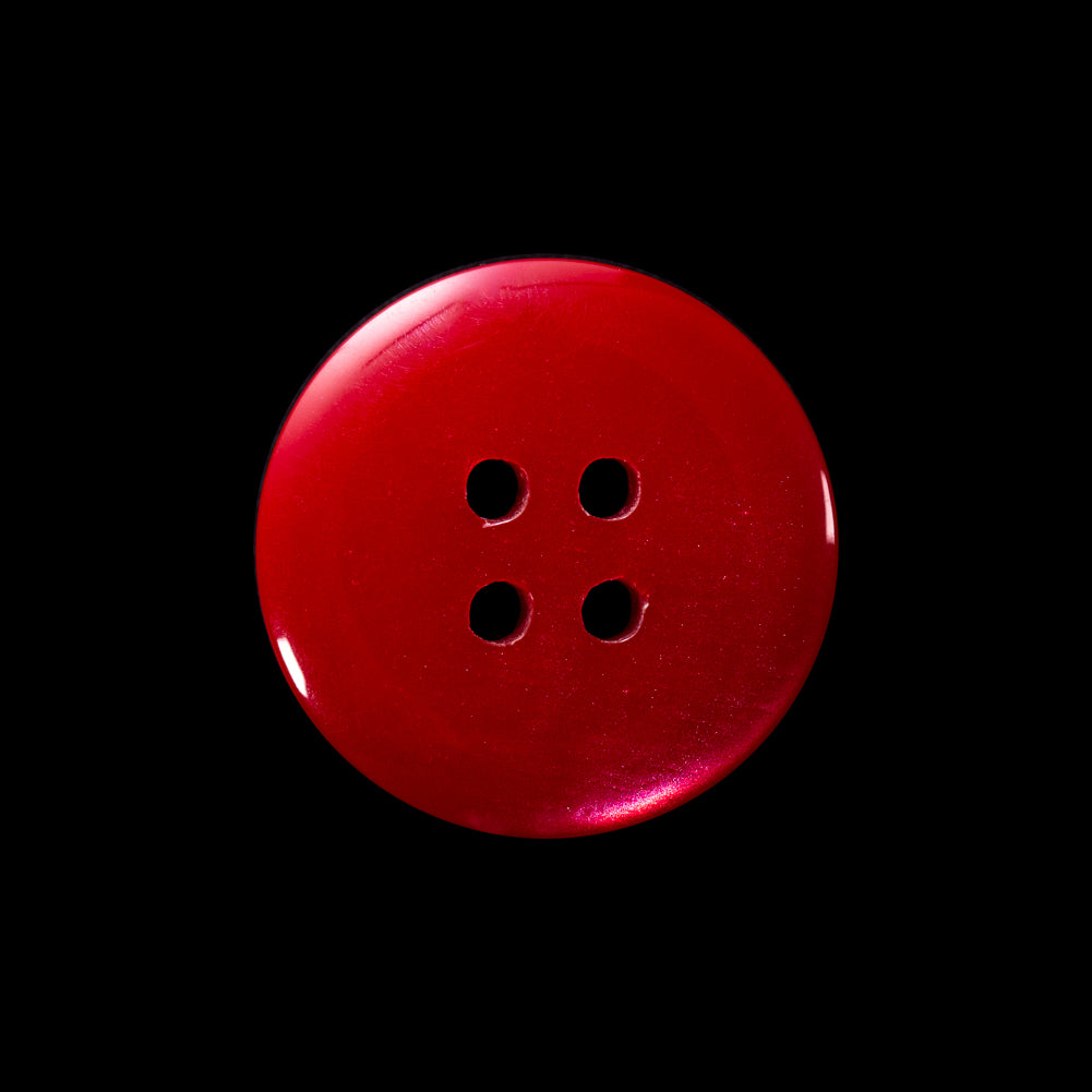 Italian Red 4-Hole Velvet-Faced Plastic Button - 36L/23mm