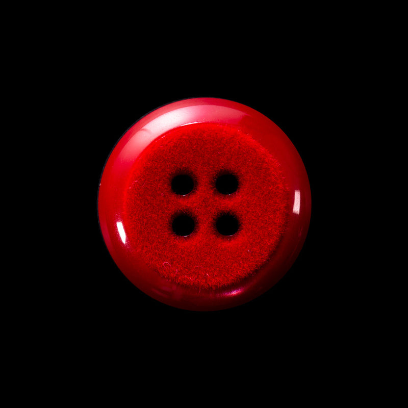 Italian Red 4-Hole Velvet-Faced Plastic Button - 36L/23mm