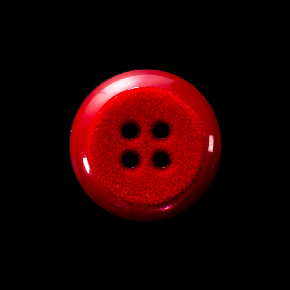 Italian Red 4-Hole Velvet-Faced Plastic Button - 36L/23mm