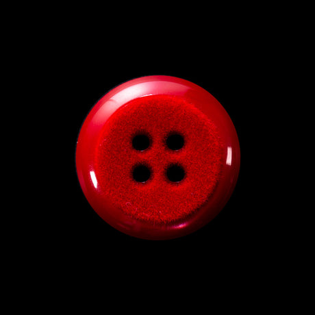 Italian Red 4-Hole Velvet-Faced Plastic Button - 36L/23mm