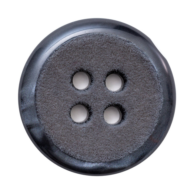 Italian Dark Charcoal 4-Hole Velvet-Faced Plastic Button - 54L/34mm