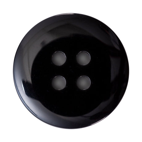 Italian Black 4-Hole Velvet-Faced Plastic Button - 54L/34mm