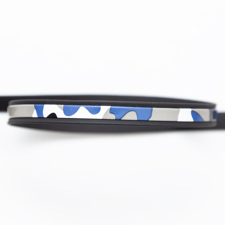 Italian Black and Blue Camouflage Vinyl Striped Rubber Trimming - 0.375"