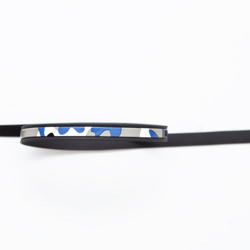 Italian Black and Blue Camouflage Vinyl Striped Rubber Trimming - 0.375"