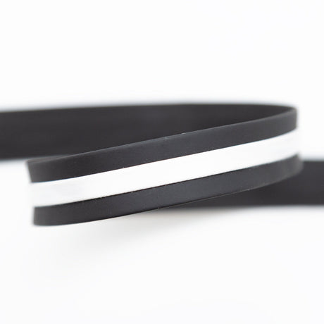 Italian Black and White Vinyl Striped Rubber Trimming - 0.625"