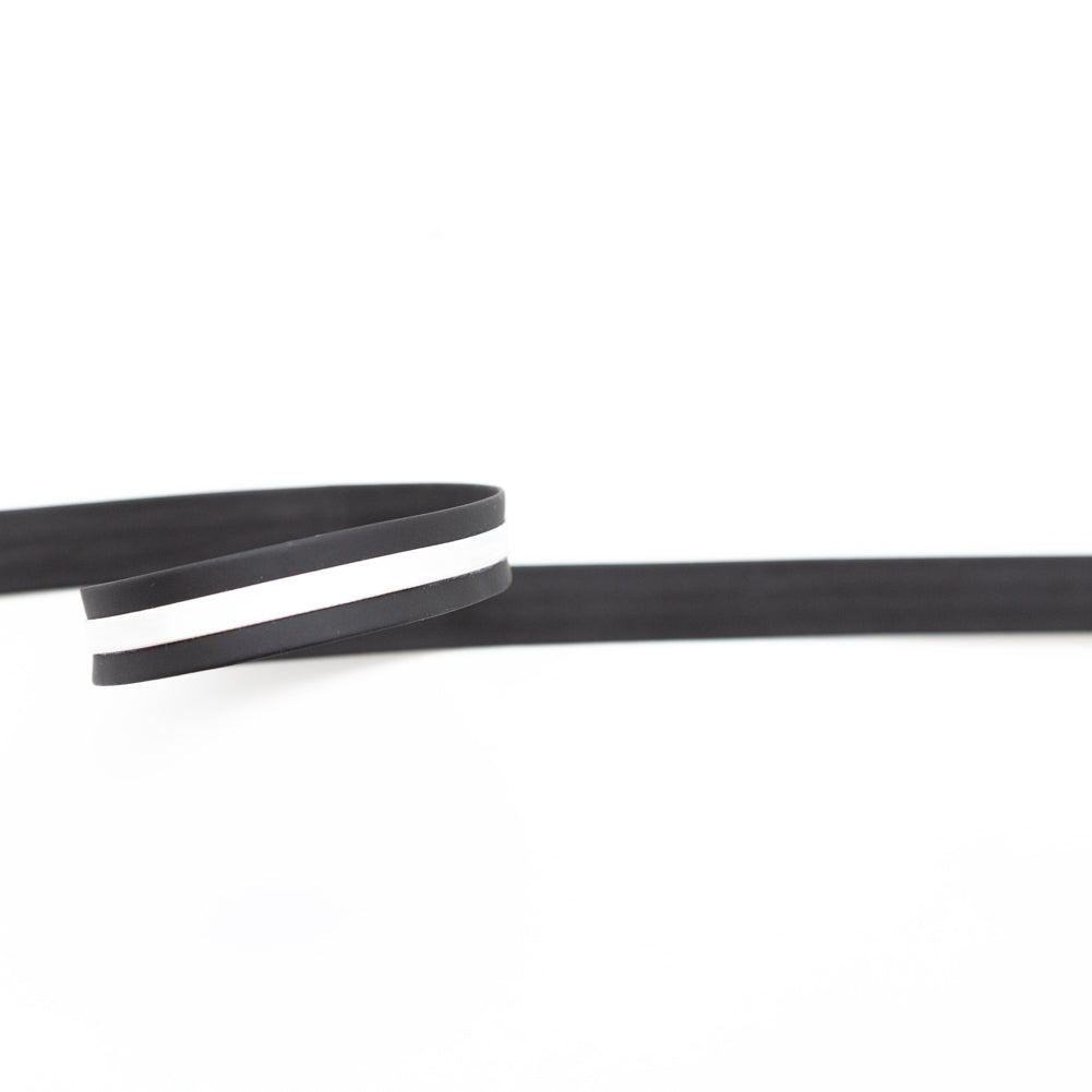 Italian Black and White Vinyl Striped Rubber Trimming - 0.625"
