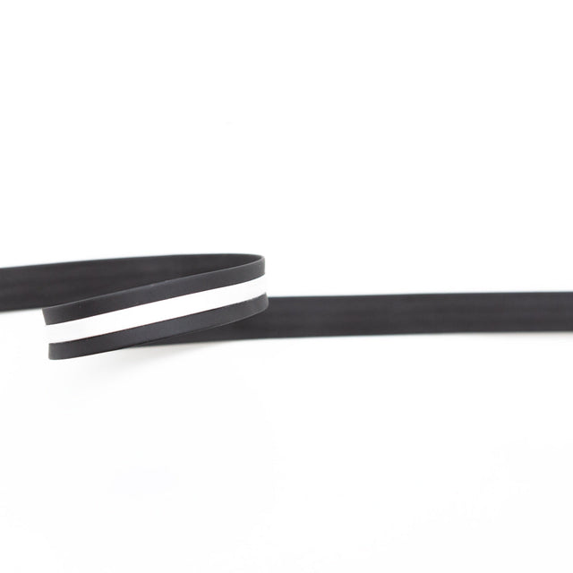 Italian Black and White Vinyl Striped Rubber Trimming - 0.625"