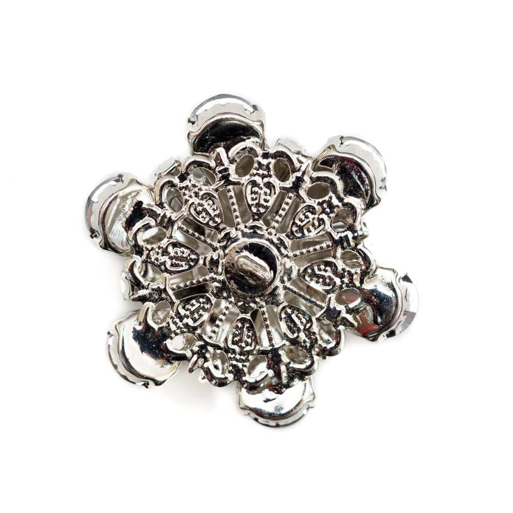 Italian Silver, Gunmetal and Crystal Rhinestone Button - 52L/33mm