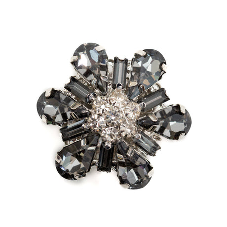 Italian Silver, Gunmetal and Crystal Rhinestone Button - 52L/33mm