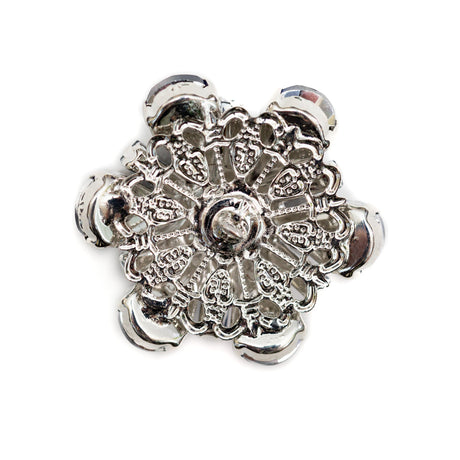 Italian Silver, Navy and Crystal Rhinestone Button - 52L/33mm