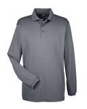 UltraClub Men's Cool & Dry Long Sleeve Mesh Piqué Polo
