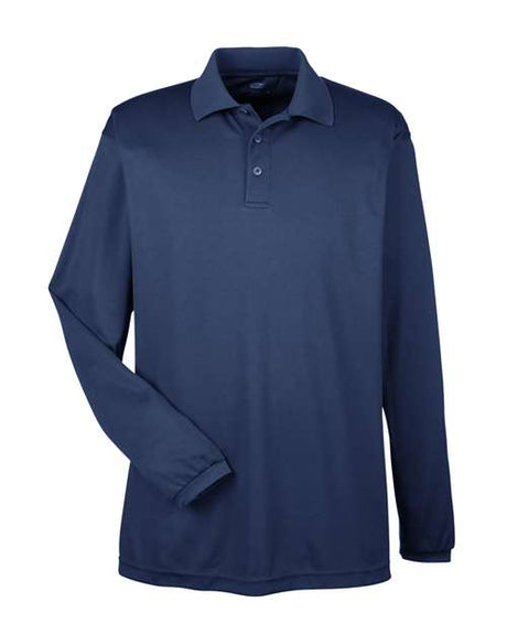 UltraClub Men's Cool & Dry Long Sleeve Mesh Piqué Polo