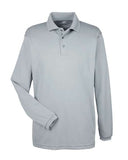 UltraClub Men's Cool & Dry Long Sleeve Mesh Piqué Polo