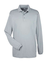 UltraClub Men's Cool & Dry Long Sleeve Mesh Piqué Polo