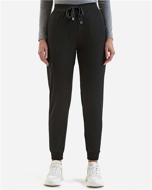 Women's Stretch Jogger Scrub Pants with Ribbed Cuffs & Utility Pockets