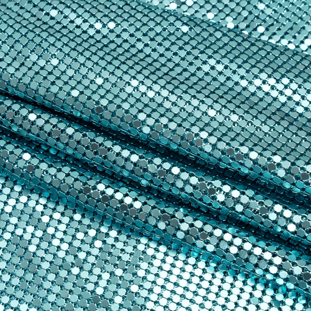 Aluminum Chainmail Fabric Panel, 3mm Tubular - Light Blue - Joan Collection