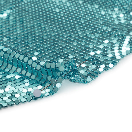 Aluminum Chainmail Fabric Panel, 3mm Tubular - Light Blue - Joan Collection