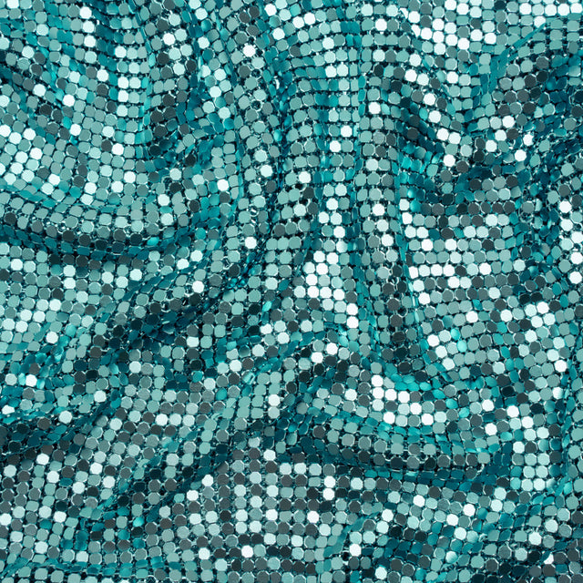Aluminum Chainmail Fabric Panel, 3mm Tubular - Light Blue - Joan Collection
