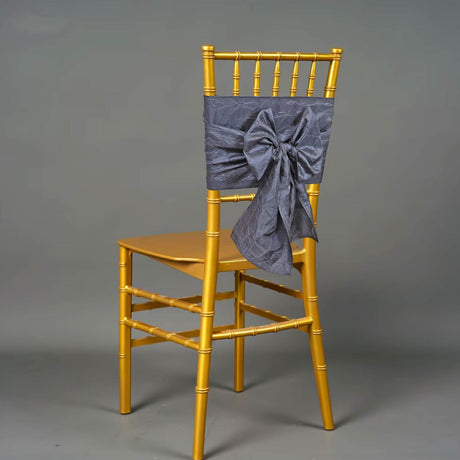 10 Pieces Pewter or Charcoal Crushed Taffeta Chair Sashes 9.5x108"