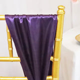 10 Pieces Eggplant Satin Chair Sashes 8"x108" Deep Purple Elegance for Events