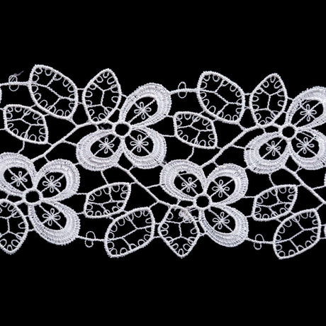 Fancy White Floral Venise Lace Trim - 2.5"