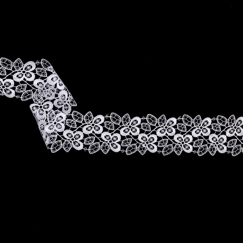 Fancy White Floral Venise Lace Trim - 2.5"