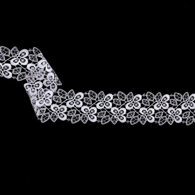 Fancy White Floral Venise Lace Trim - 2.5"