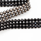 Gunmetal and Jet Black 3-Row Rhinestone Trim - 0.625"