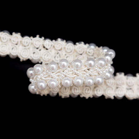 White Pearl Braided Trim - 1"