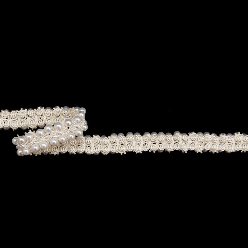 White Pearl Braided Trim - 1"
