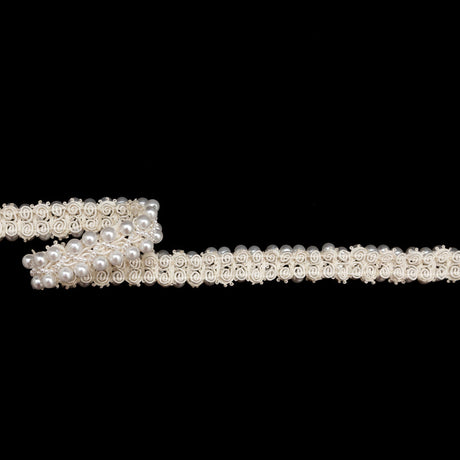 White Pearl Braided Trim - 1"