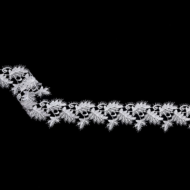 Fancy White Leafy Venise Lace Trim - 2.25"