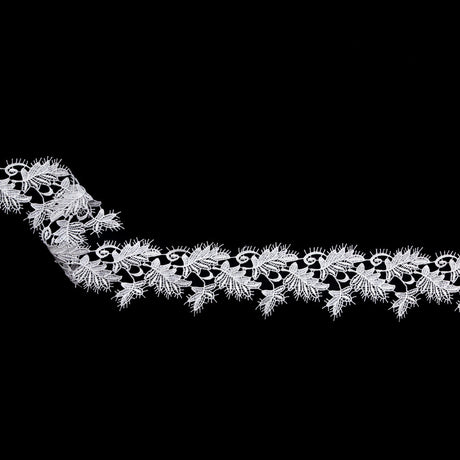 Fancy White Leafy Venise Lace Trim - 2.25"