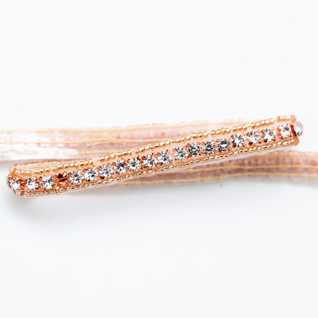 Rose Gold and Crystal Beaded Rhinestone Trim - 0.375"