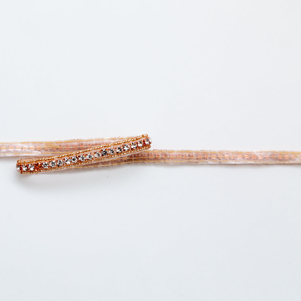 Rose Gold and Crystal Beaded Rhinestone Trim - 0.375"