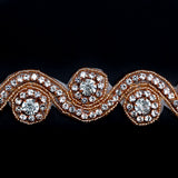 Rose Gold and Crystal Spiral Beaded Rhinestone Trim - 1.25"