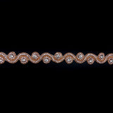Rose Gold and Crystal Spiral Beaded Rhinestone Trim - 1.25"