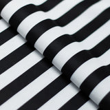 Classic Tricot Stripes Polyester Spandex Fabric - Wide Stripe Print, Black/White, Navy/White, Red/White, Turquoise/White, 58/60" Width (1 Yard)