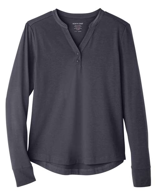 North End Women's JAQ Stretch Performance V-Neck Snap Pullover