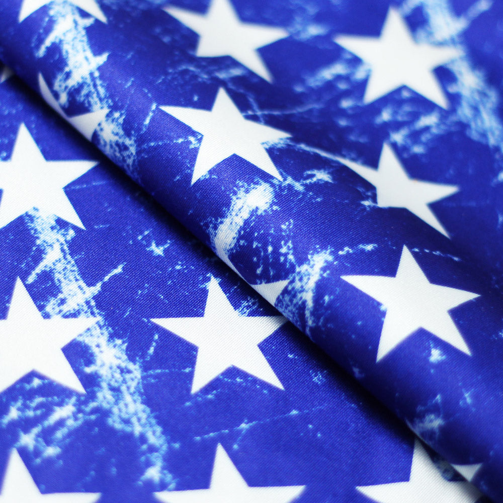 Vintage Stars - Stripes Polyester Spandex Fabric - American Flag Stars And Stripes, Royal/White And Red/White, 58/60" Width (1 Yard)